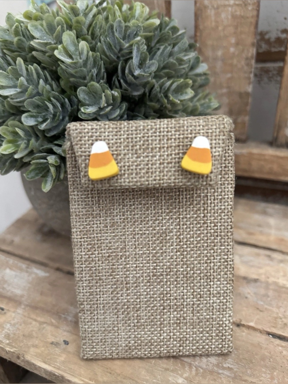 Polymer Clay Stud Candy Corn Earrings NWT!